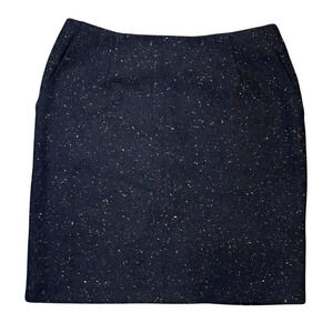 Modcloth The Penny Wool Blend Black Speckle Tweed Career Mini Skirt Sz 8 Pockets